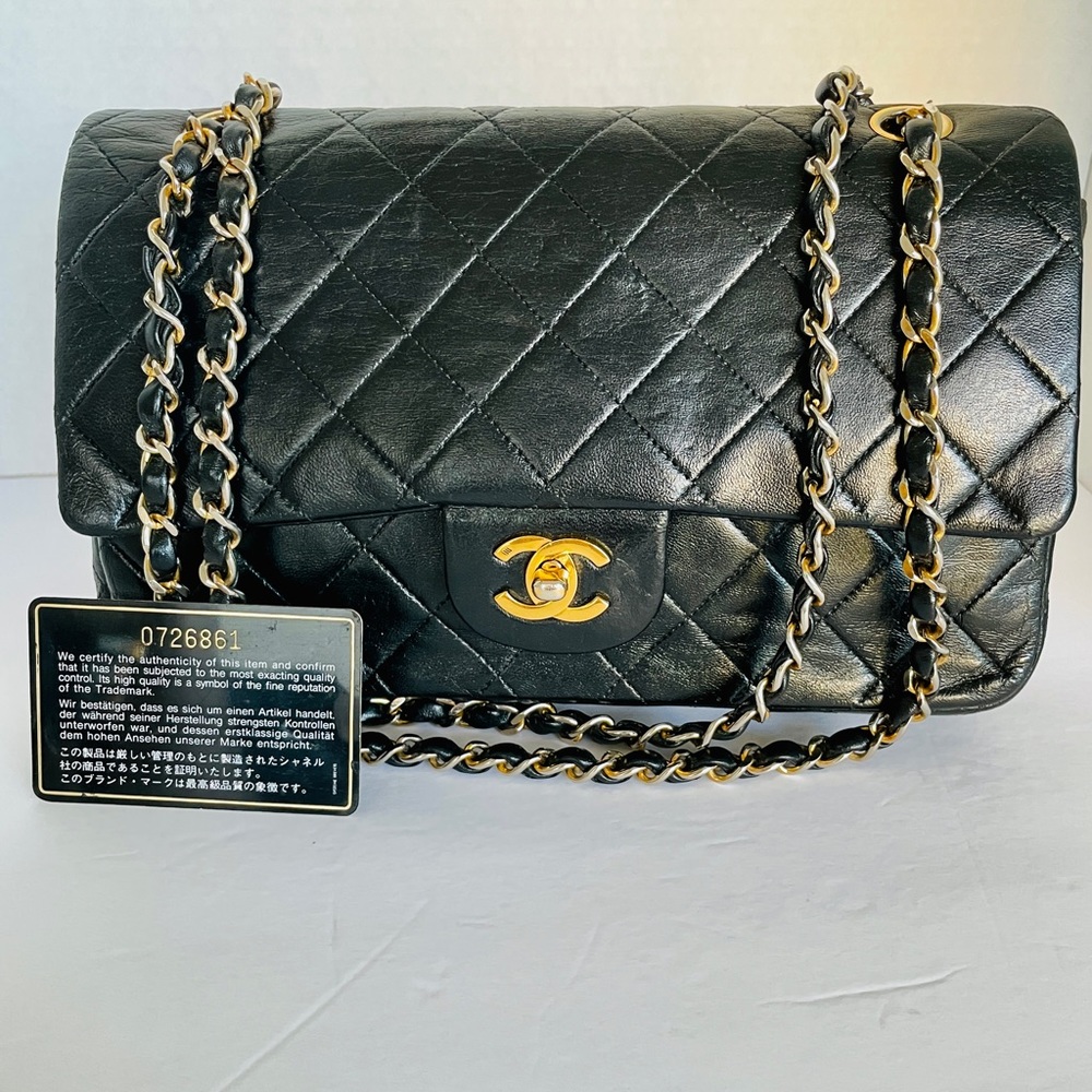 Chanel Classic Double Flap Black Lambskin Bag Vintage